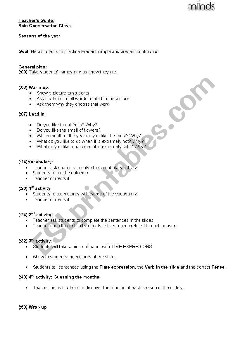 seasons pf the year worksheet