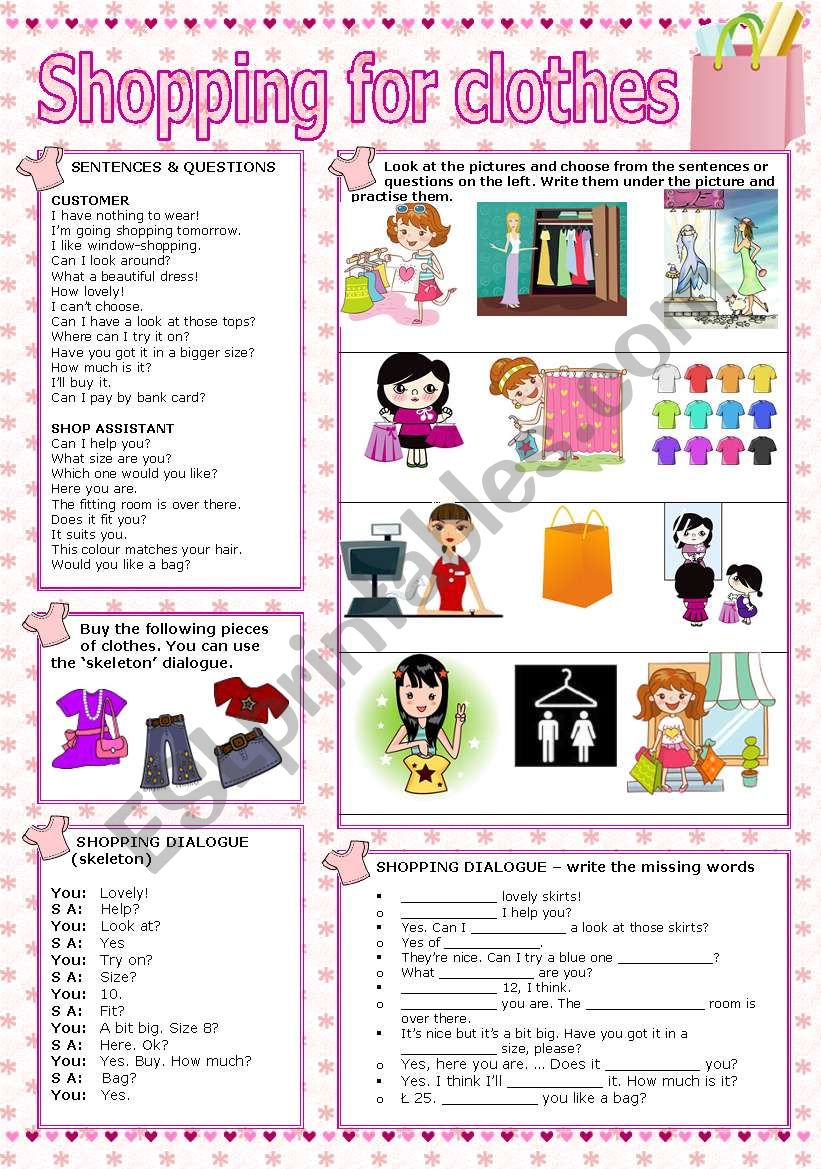 English Esl Shopping Worksheets Most Downloaded 392 Results The