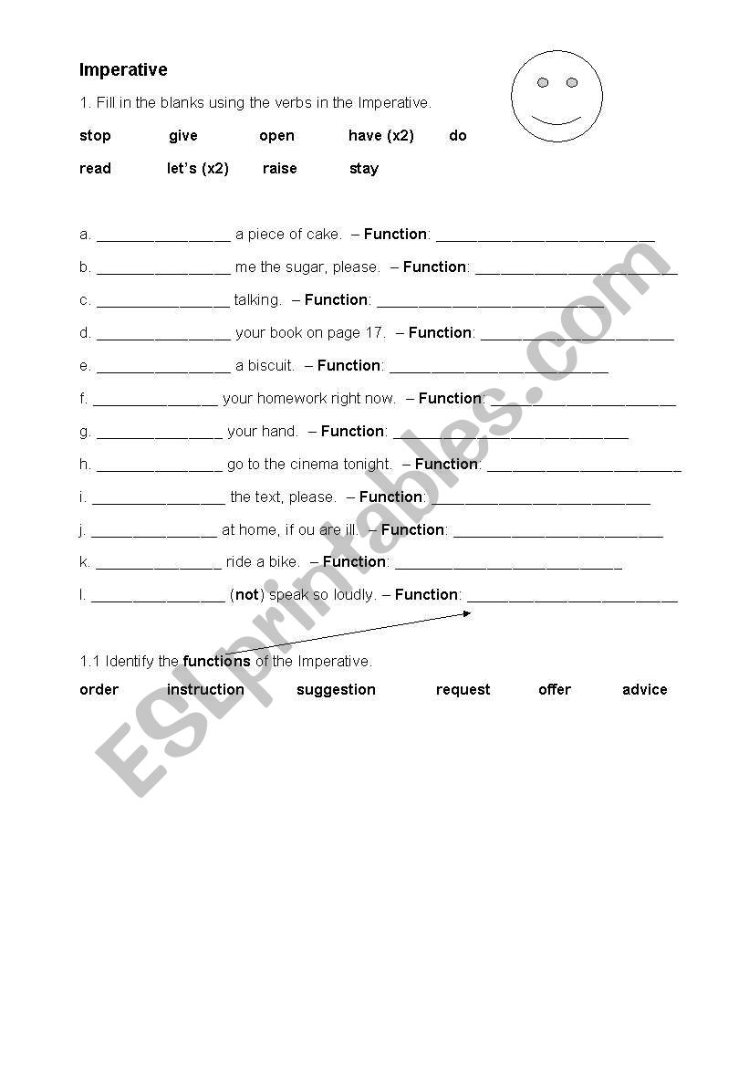 Gap filling-Imperative worksheet