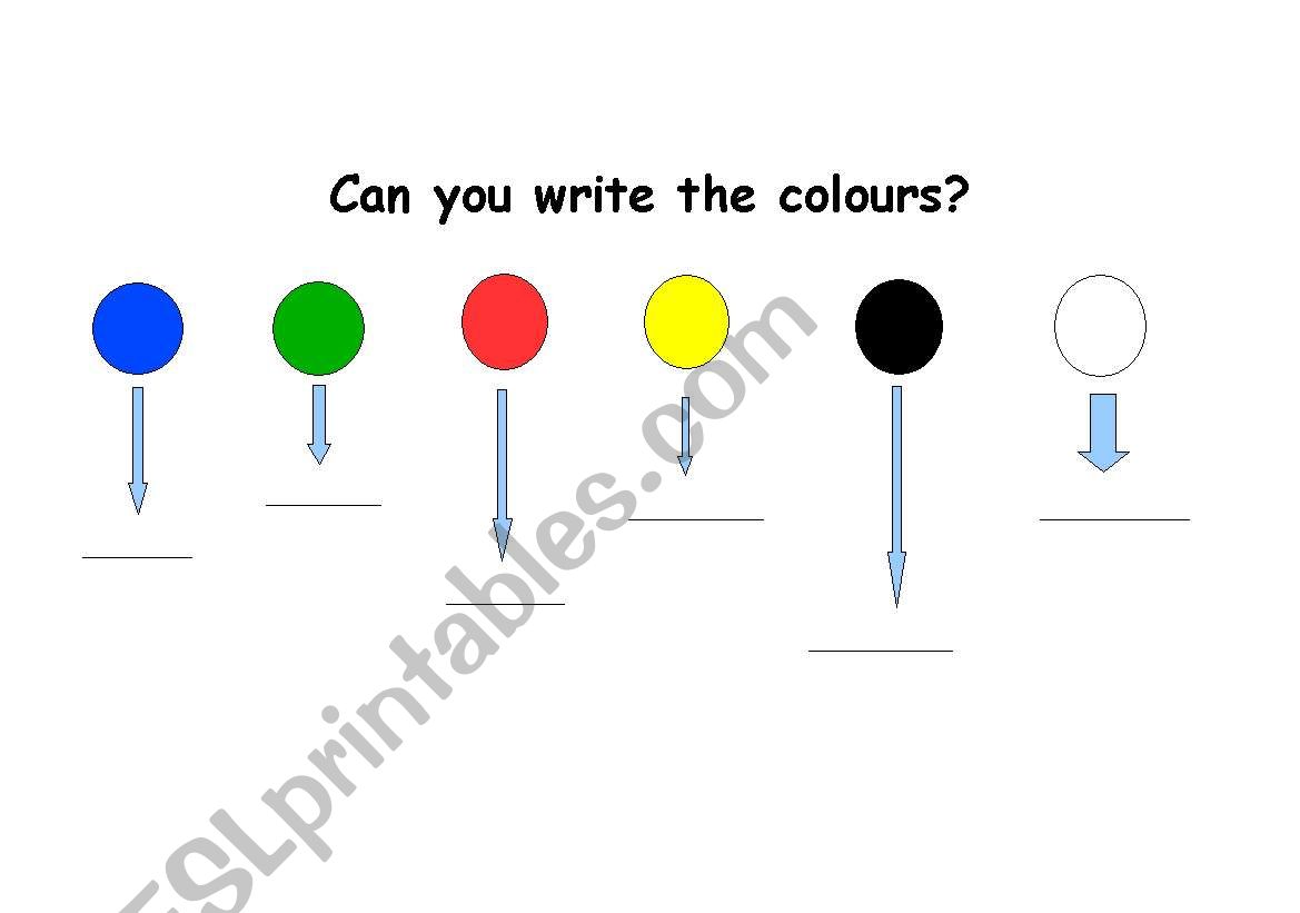 Write the colours worksheet