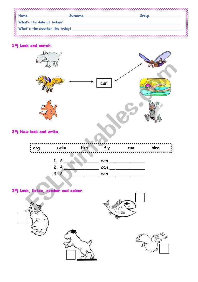 I can swim worksheet