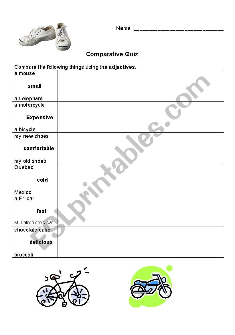 Comparative Quiz worksheet