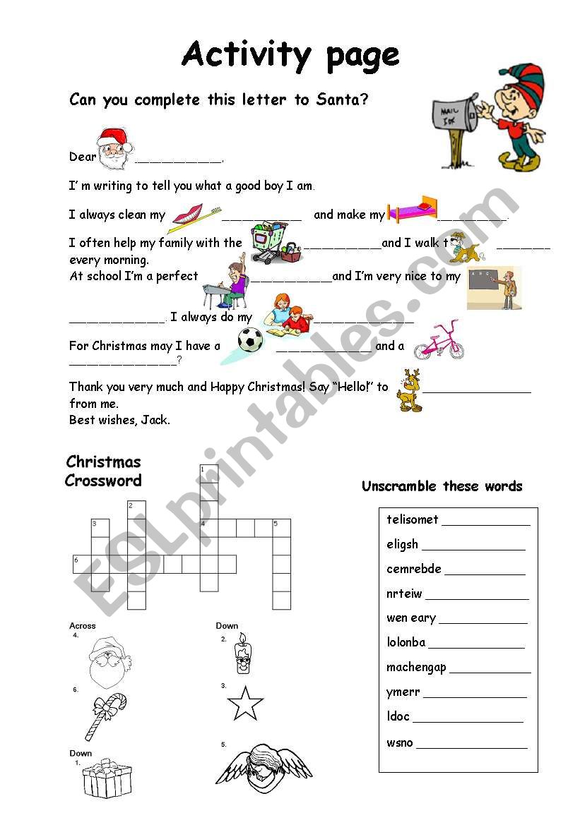 Christmas worksheet