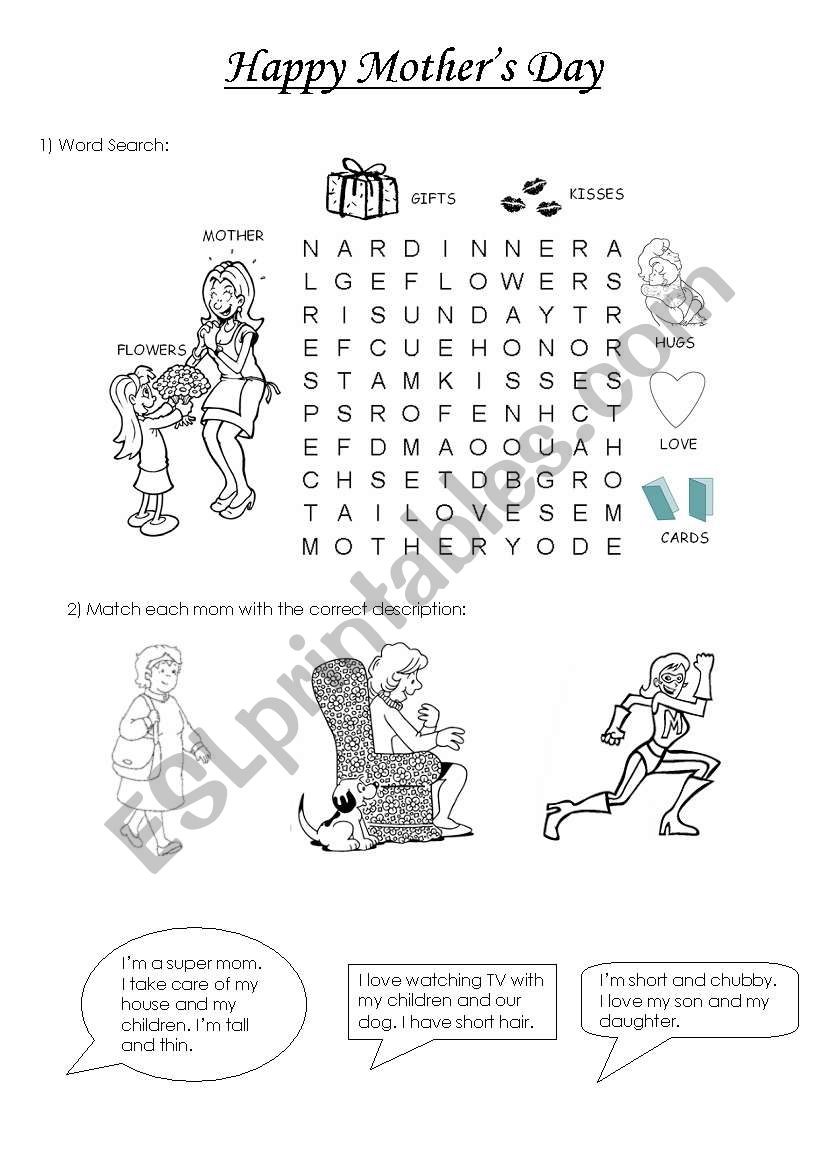 Mother´s Day Activity Esl Worksheet By Natália Barroso