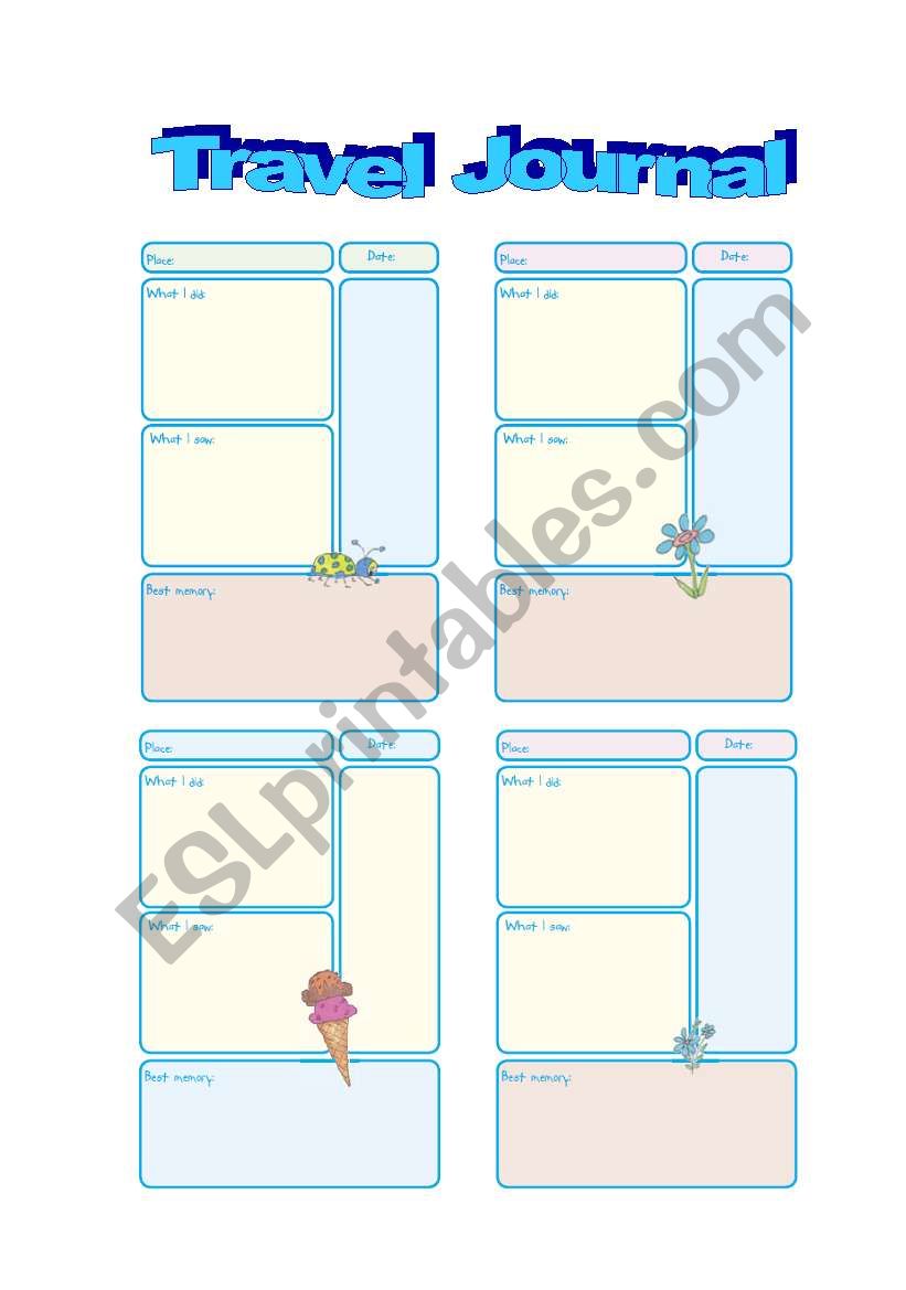 travel journal worksheet