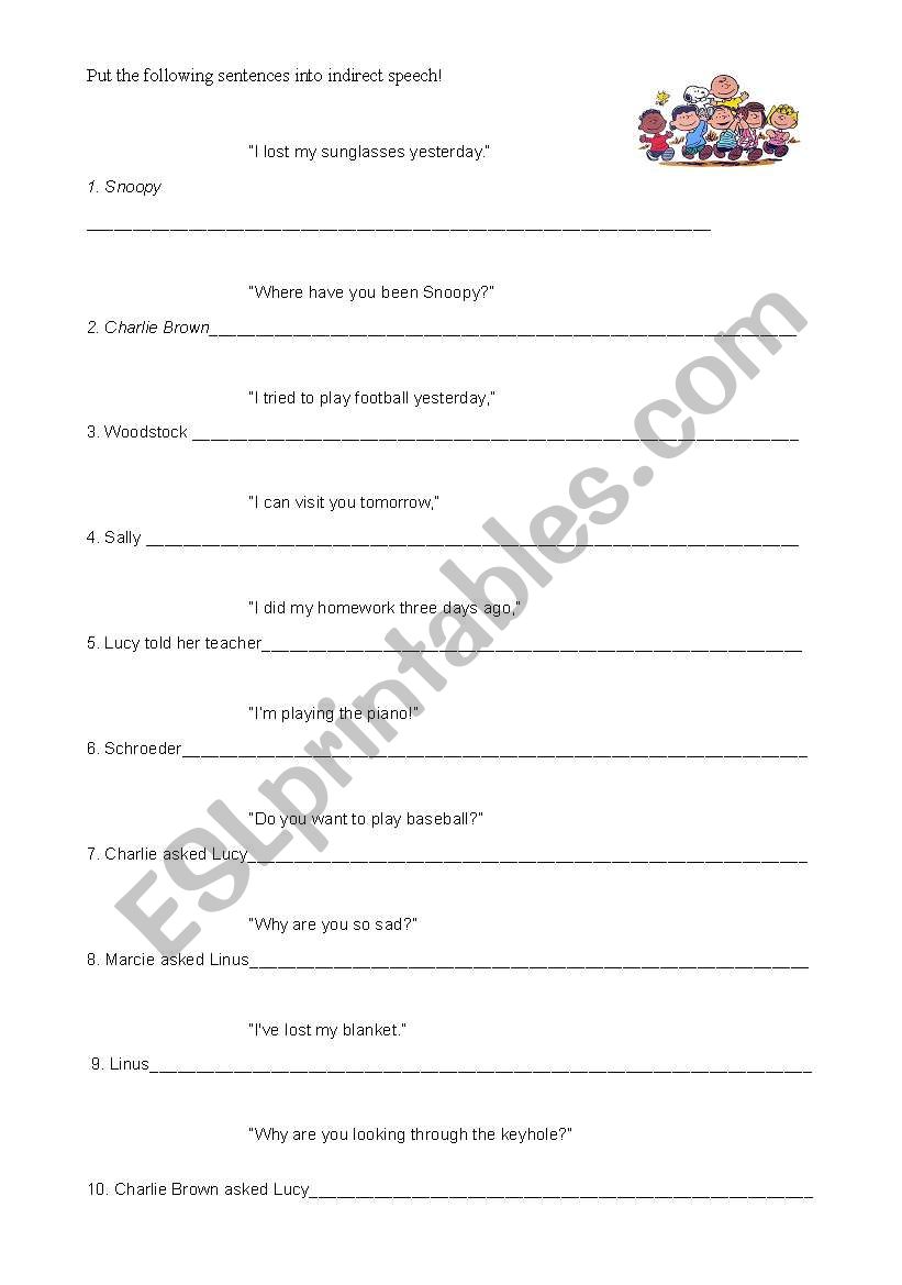 Reported Speech/ Passive worksheet