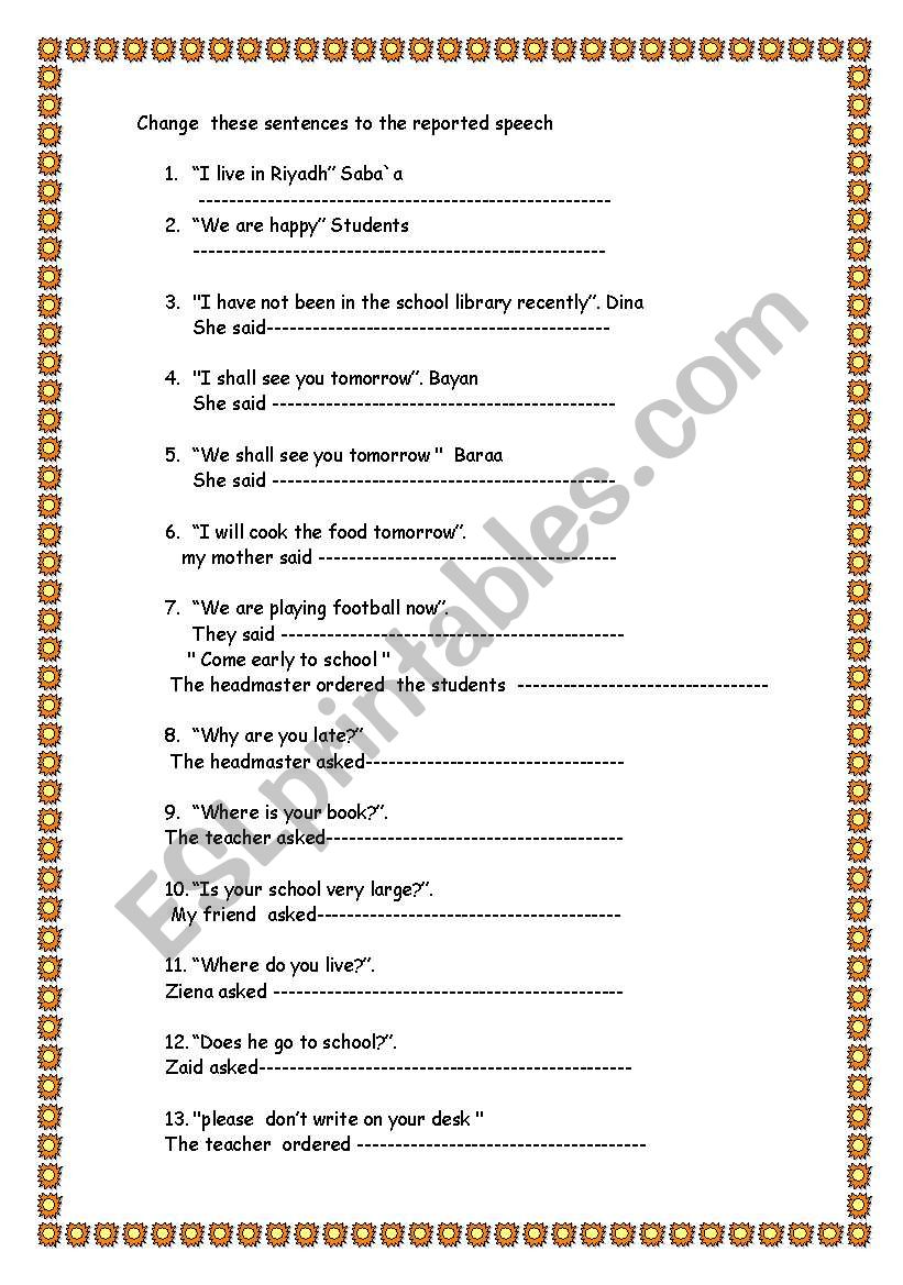 activities worksheet