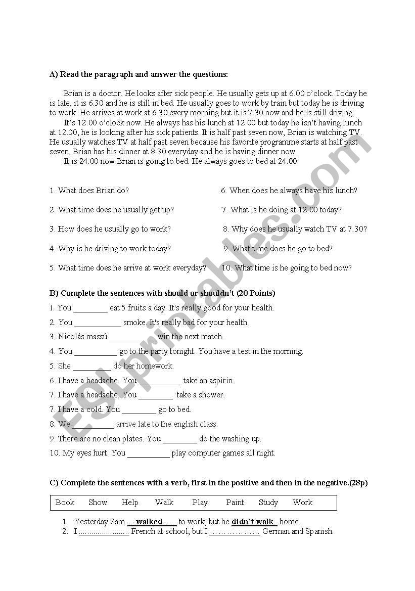 tenses and modals worksheet