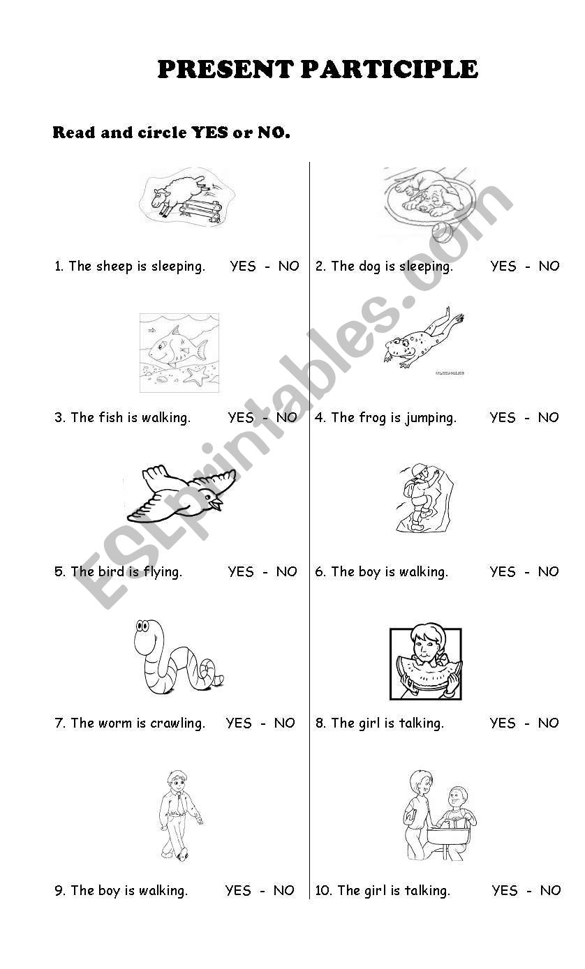 English Worksheets Present Participle Verbs