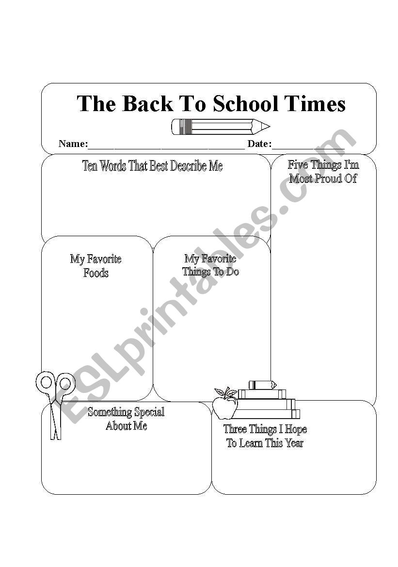 The back to school times worksheet