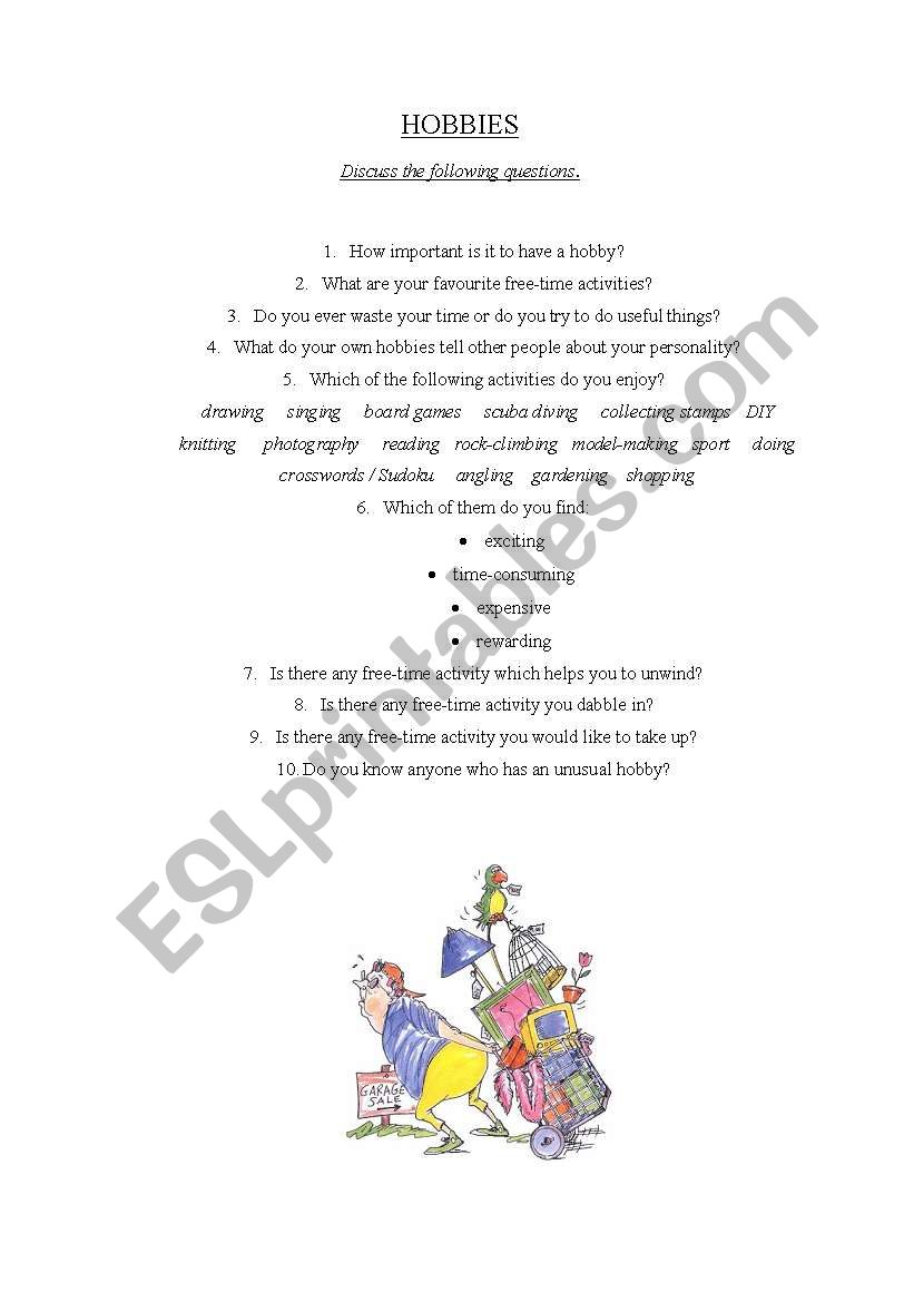 HOBBIES worksheet