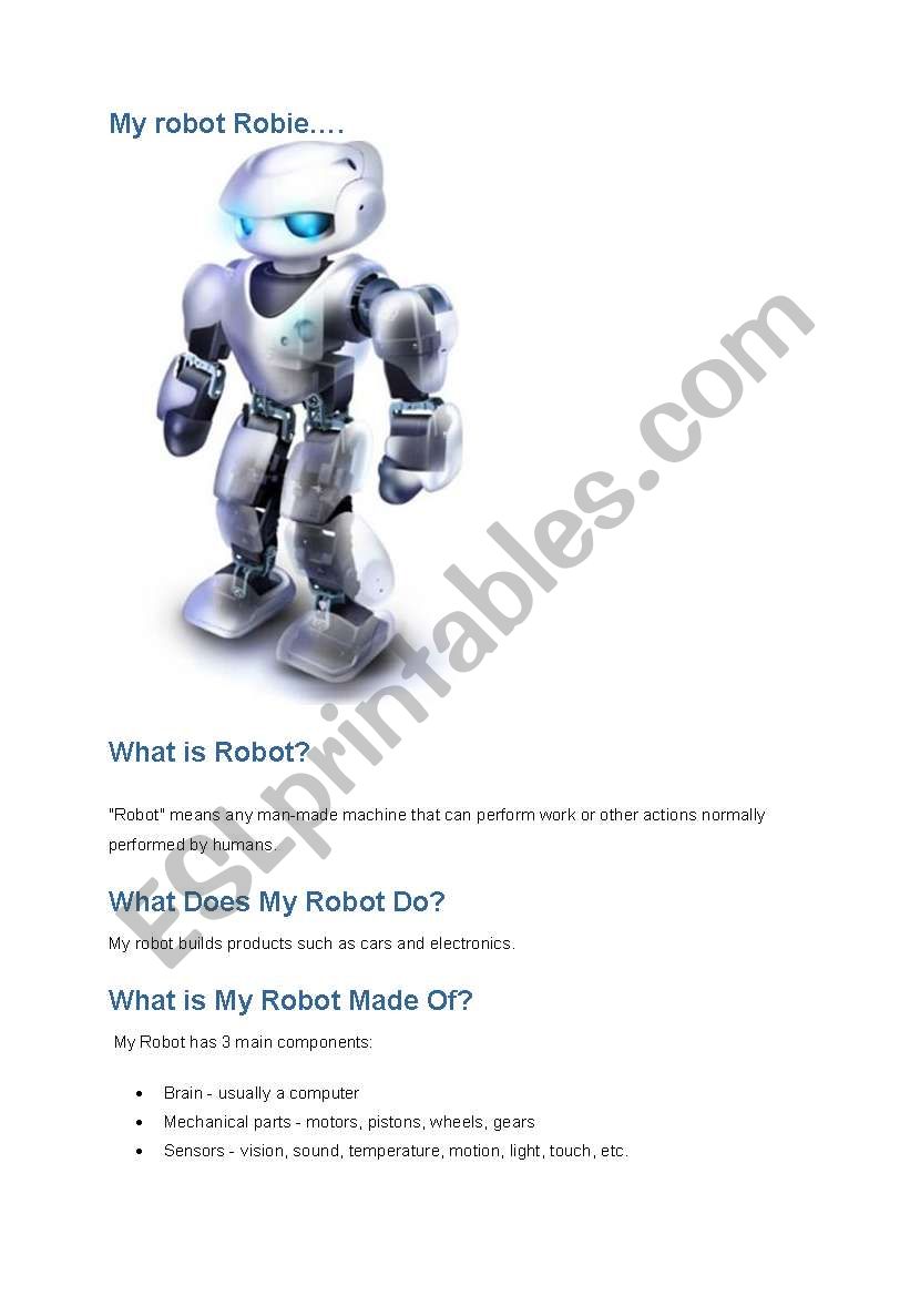 robie the robot worksheet