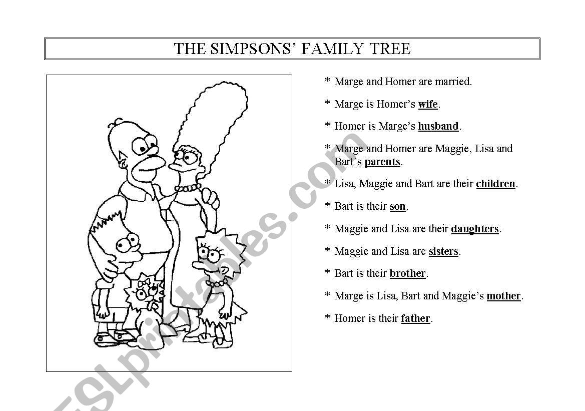 The Simpsons´ Family Tree - ESL worksheet by delph