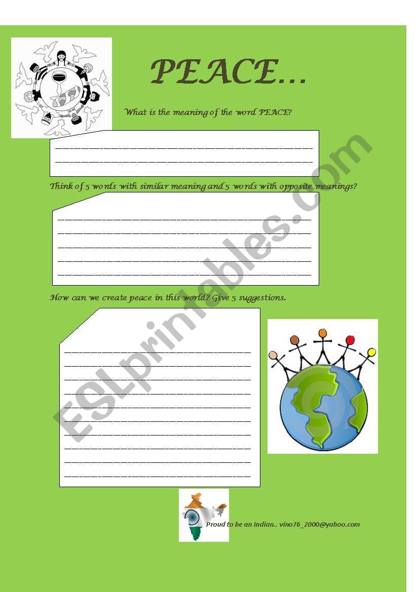 PEACE worksheet