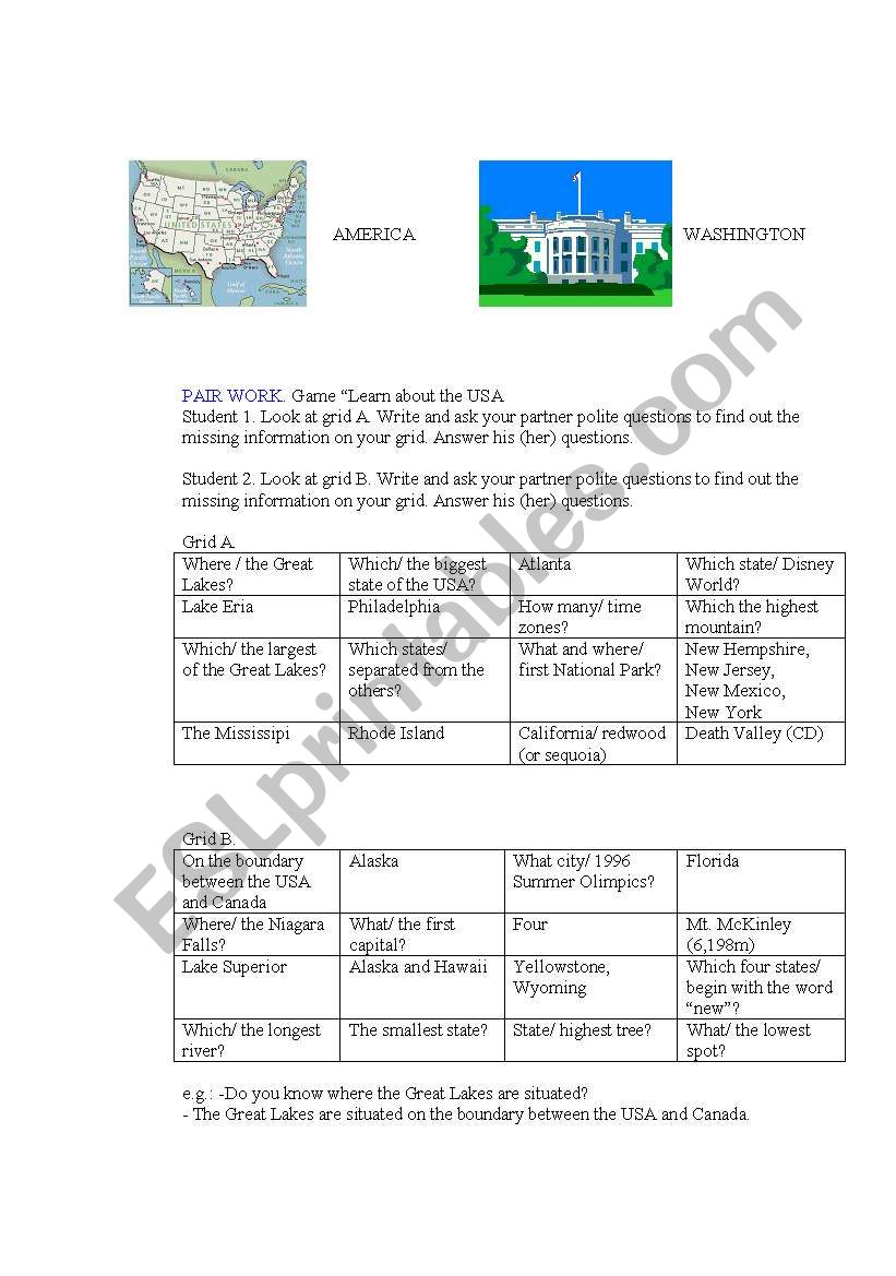 “learn About The Usa Esl Worksheet By I You