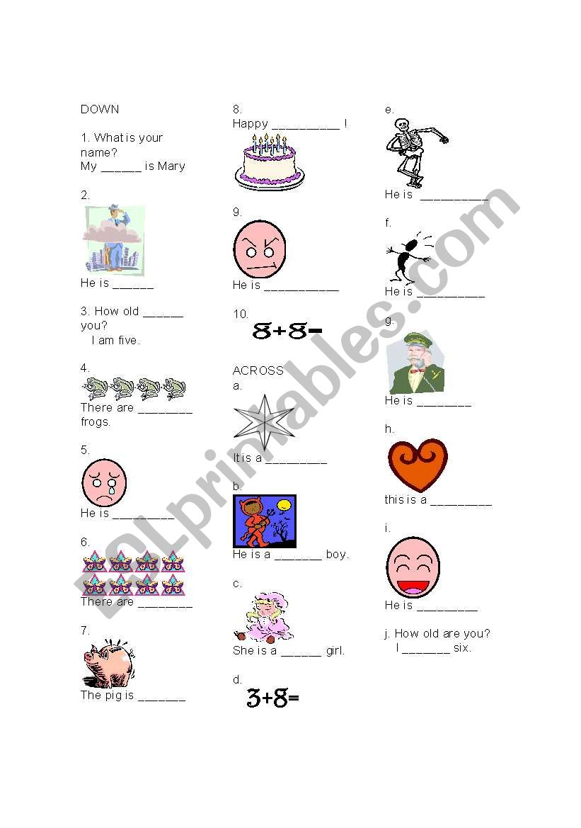 revision crossword worksheet