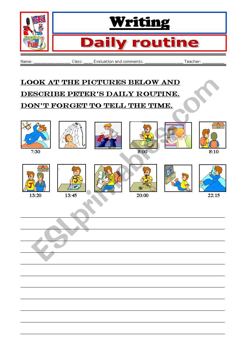 Daily Routine Writing ESL Worksheet By Cid lia