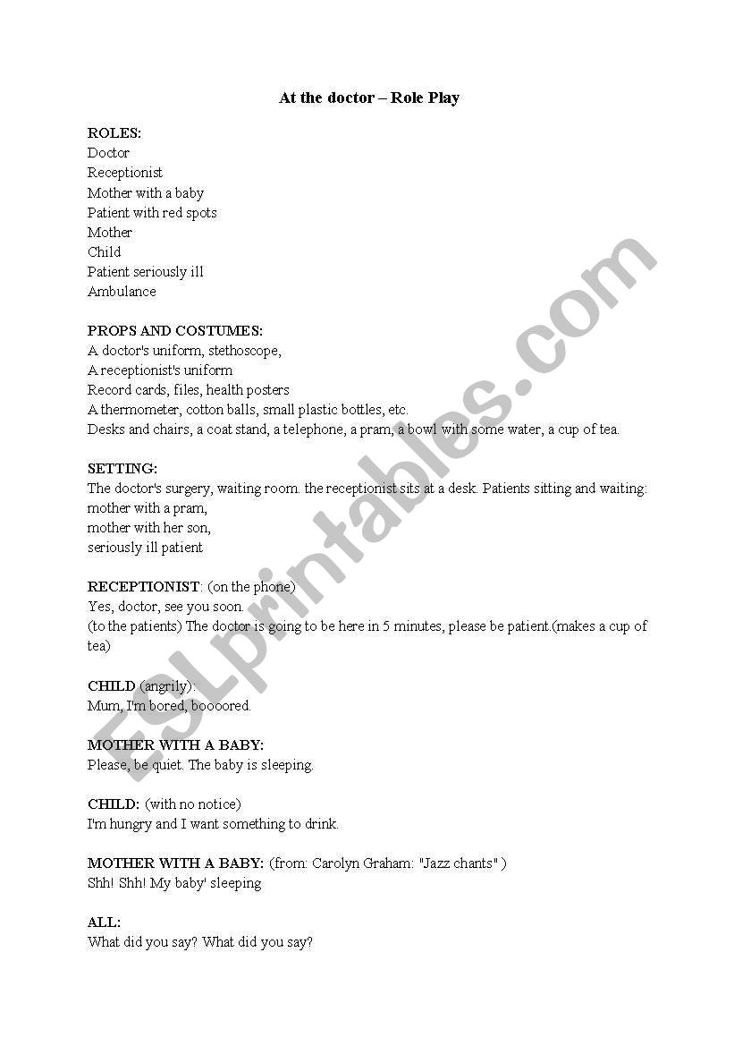 At the doctor - Role Play worksheet