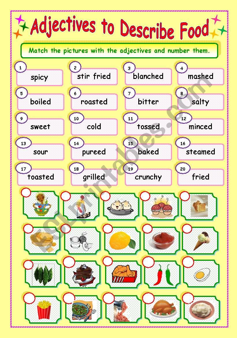 Adjectives To Describe Food 3 3 Matching ESL Worksheet By Gitasiva