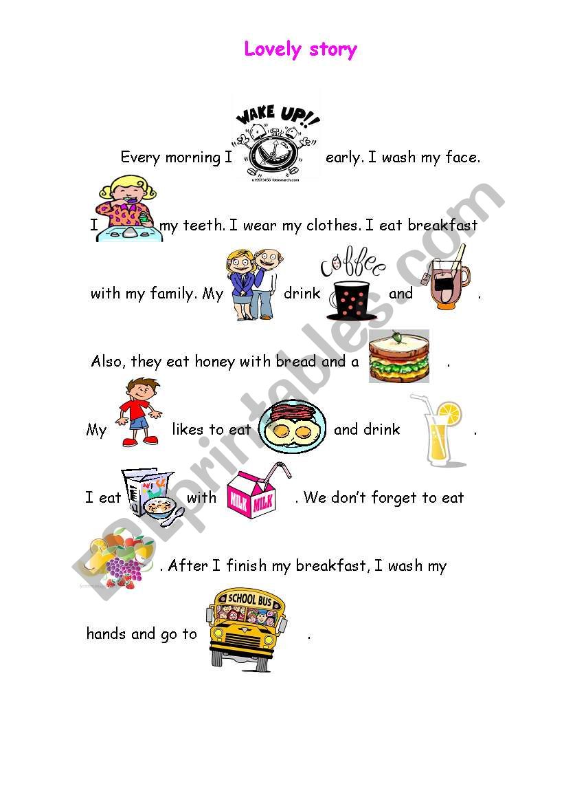 Lovely story worksheet