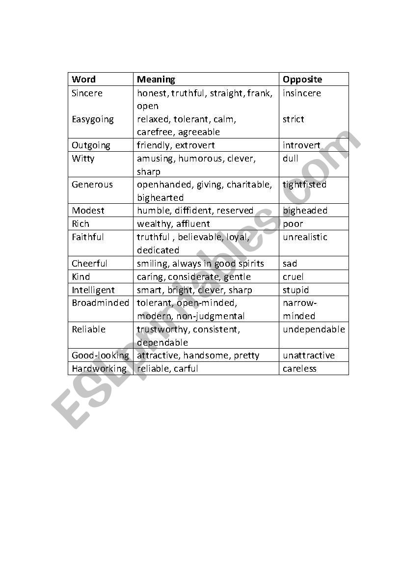 Ideal Partner Vocabulary worksheet