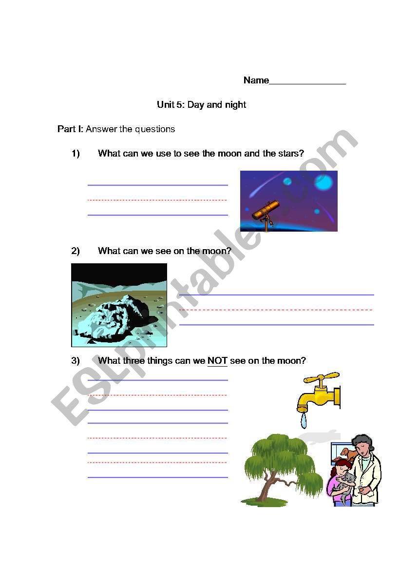 day and night worksheet