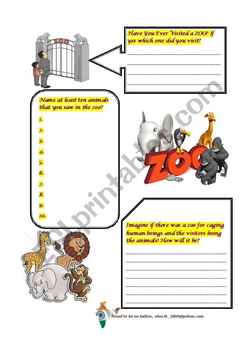 zoo worksheet