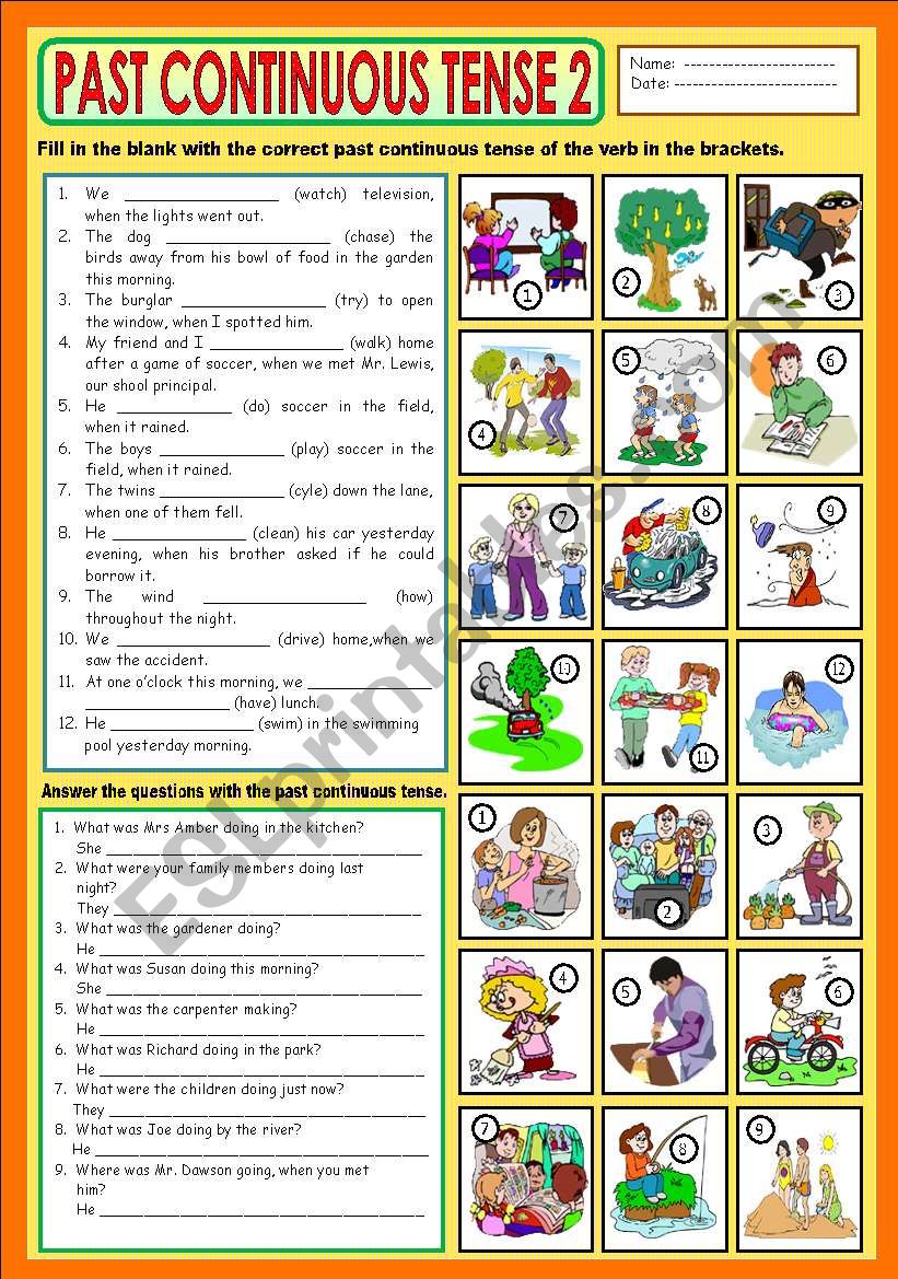 The Past Continuous Tense Key Esl Worksheet By Ayrin