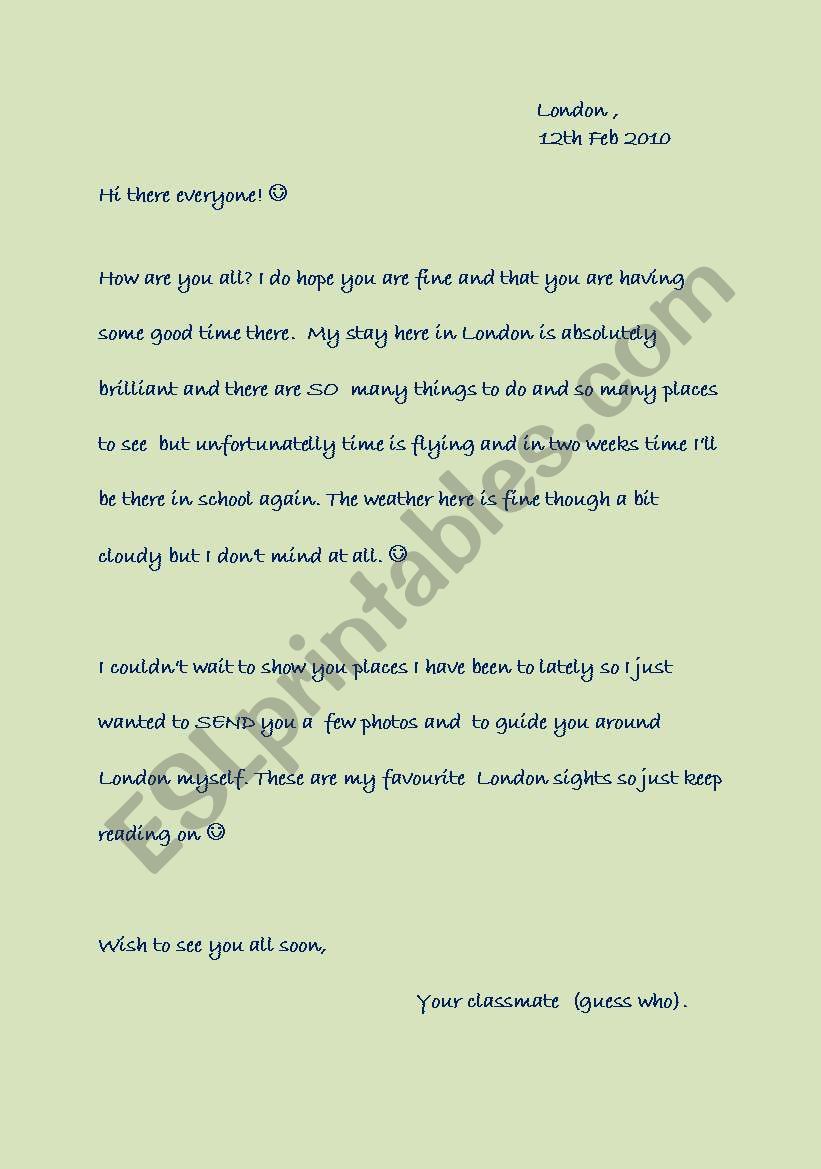 London Letter worksheet