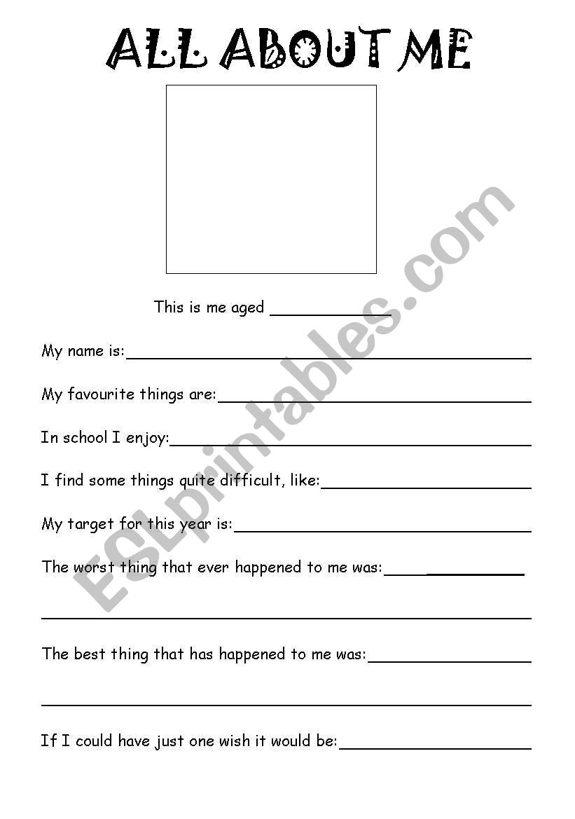 All about me worksheet