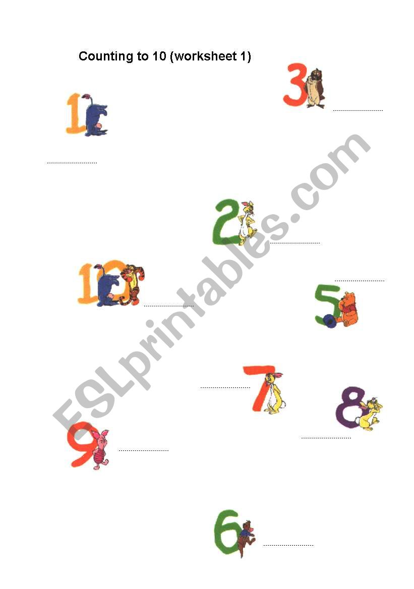 Counting To 10 Worksheets ESL Worksheet By Reginesophie