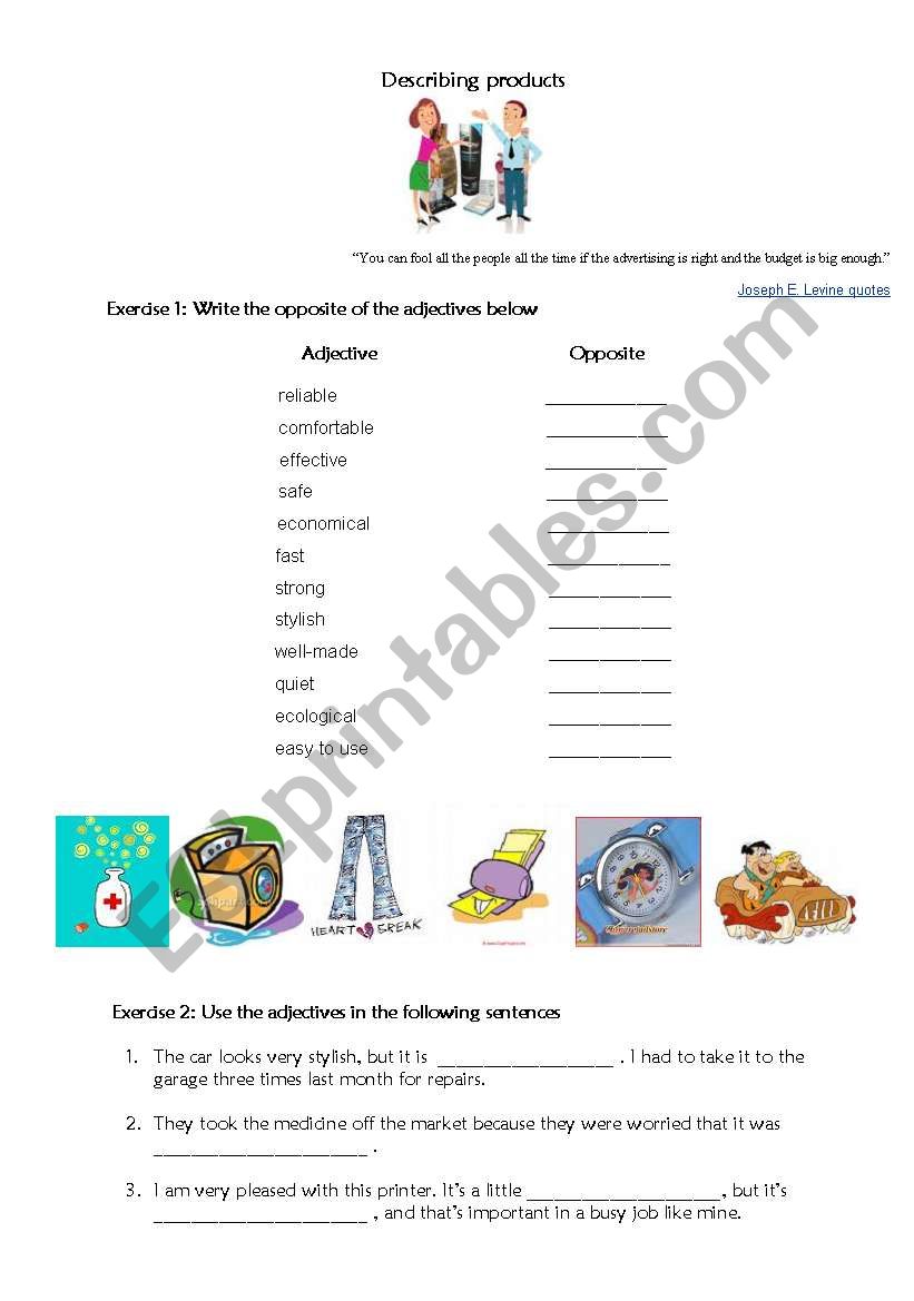 Describing Products ESL Worksheet By Kurbon