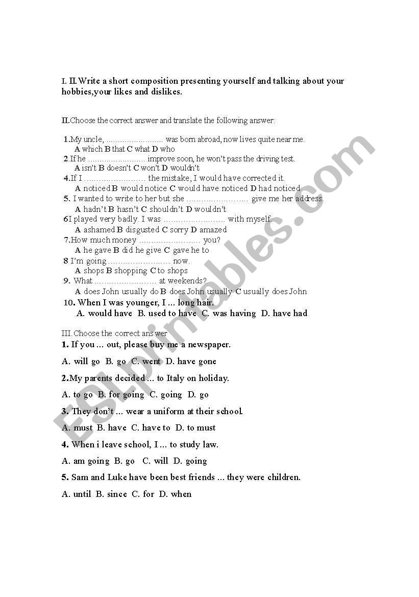 conditional worksheet