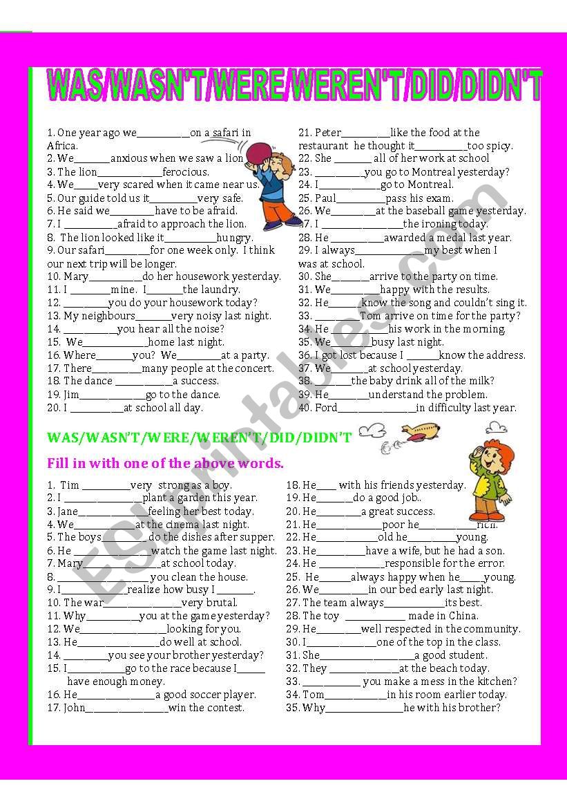 was-wasn-t-were-weren-t-did-didn-t-esl-worksheet-by-giovanni