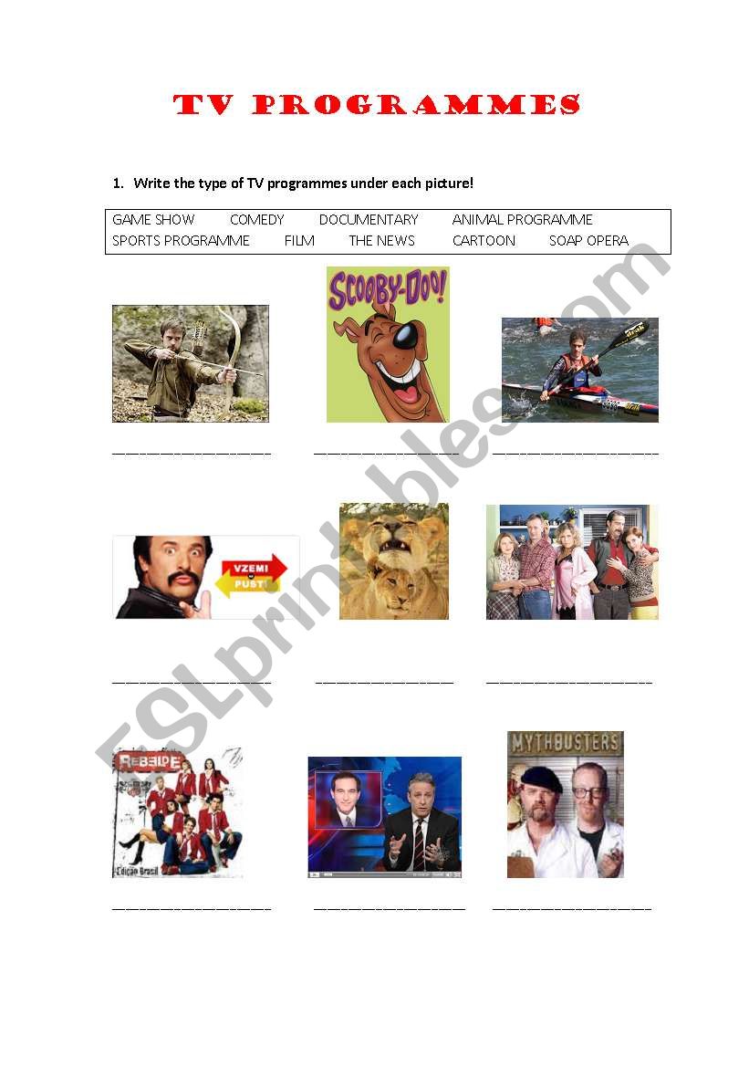 TV programmes worksheet