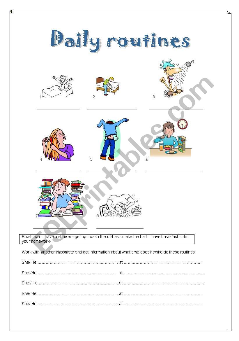 Daily routines worksheet