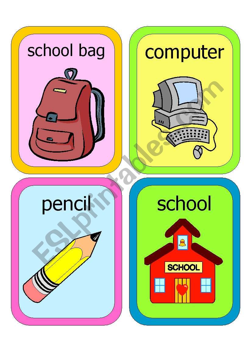 Free Printable School Equipment Flashcards Kiddoworksheets, 46% OFF