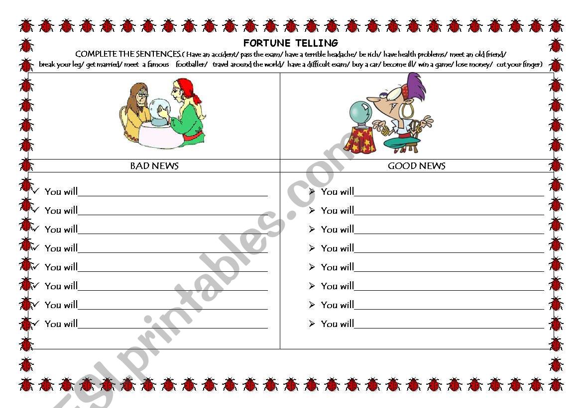 fortune telling-will worksheet