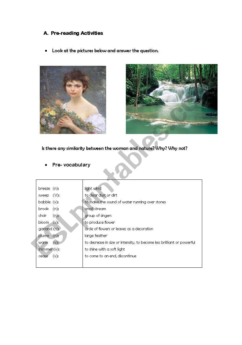 nature and human worksheet