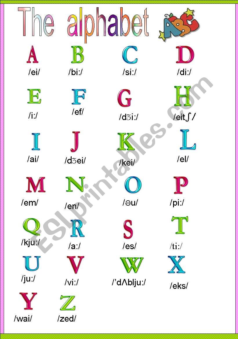 The Alphabet - ESL worksheet by Nounaya 73