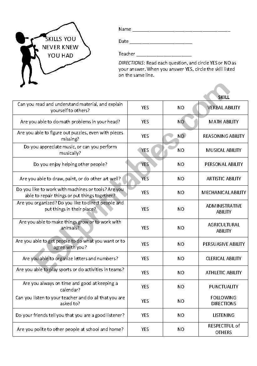 Skills You Never Knew You Had - Esl Worksheet By Crosbys