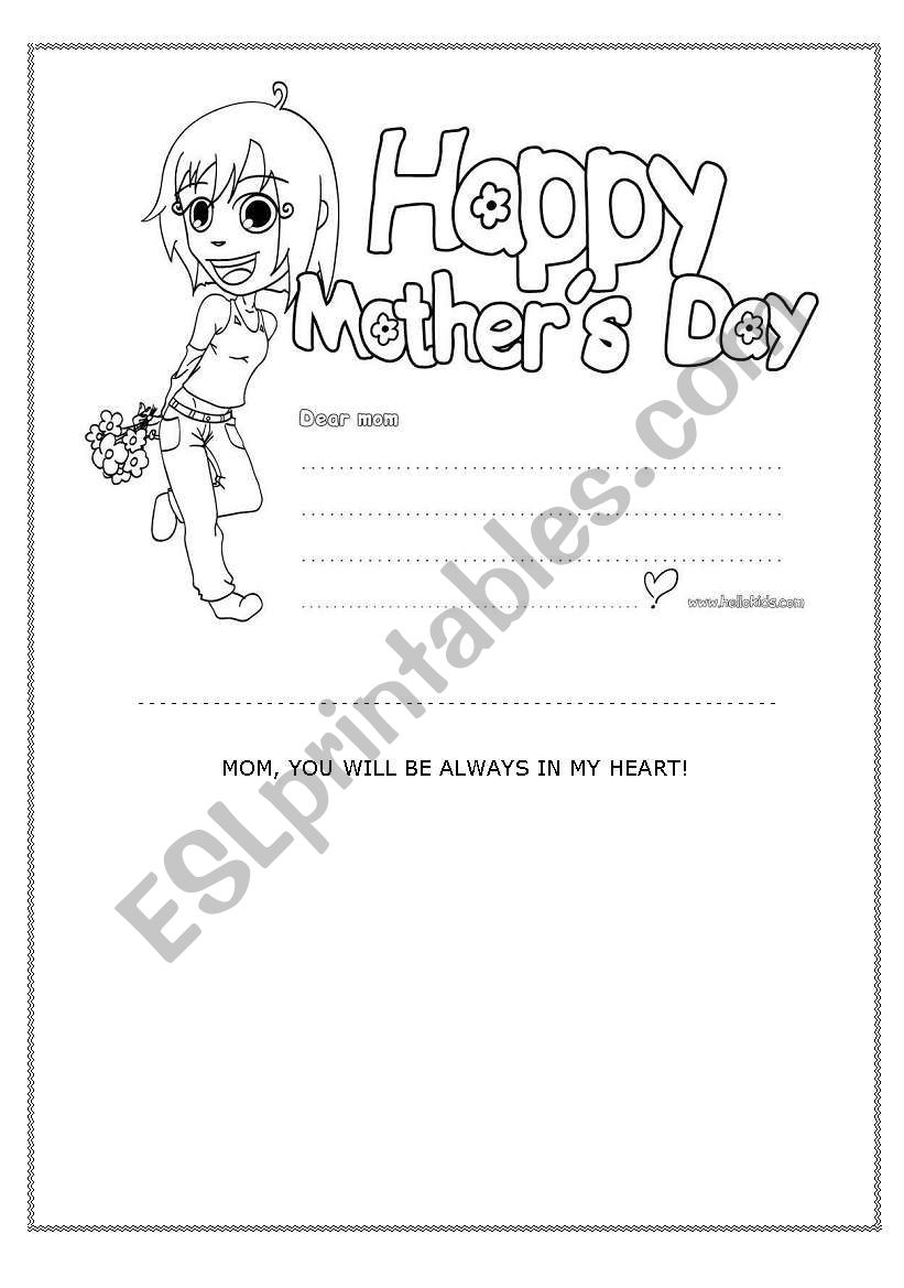 Mother´s Day Card Esl Worksheet By Shenardon