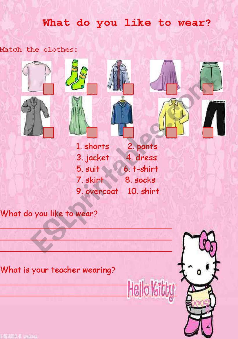 What do you like to wear? worksheet