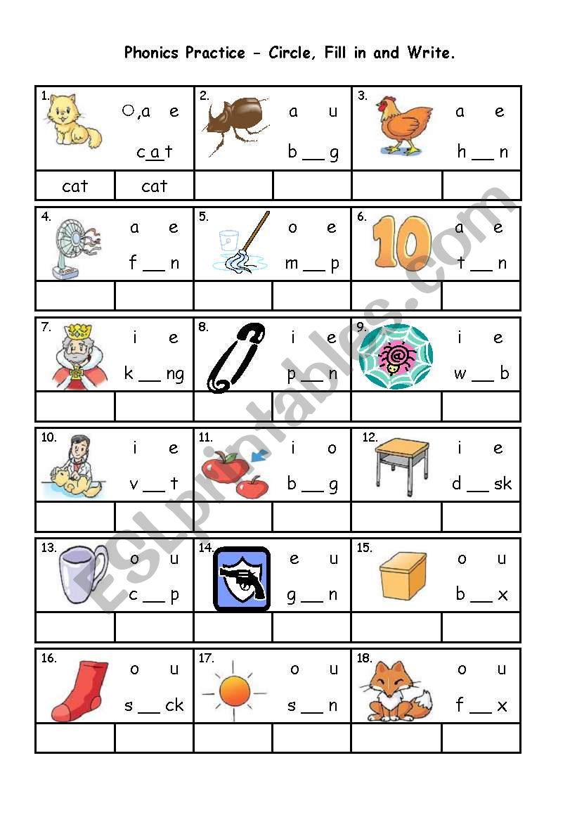 Cvc Words short Vowel Practice ESL Worksheet By Joanne0049