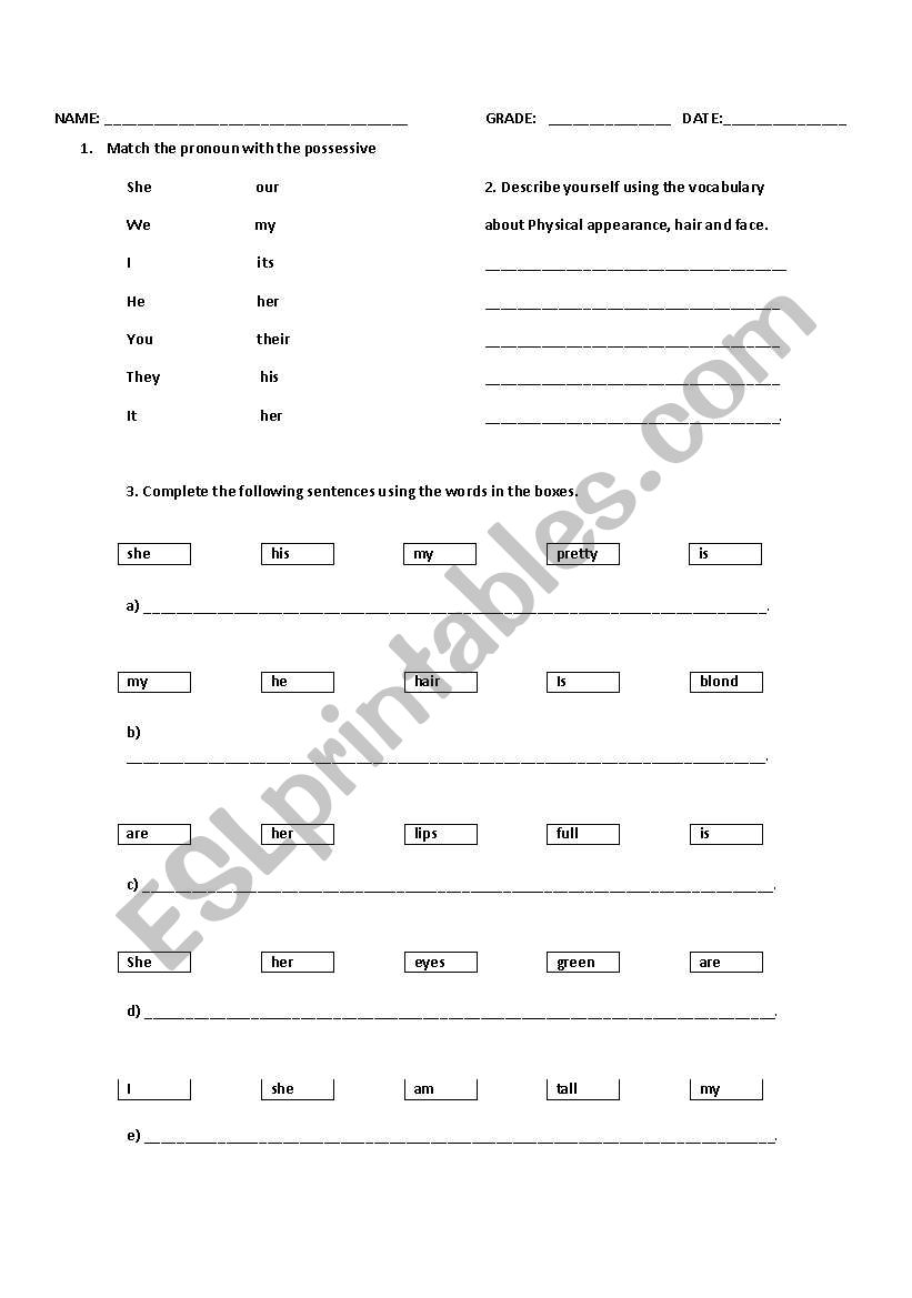 describing people with possessives