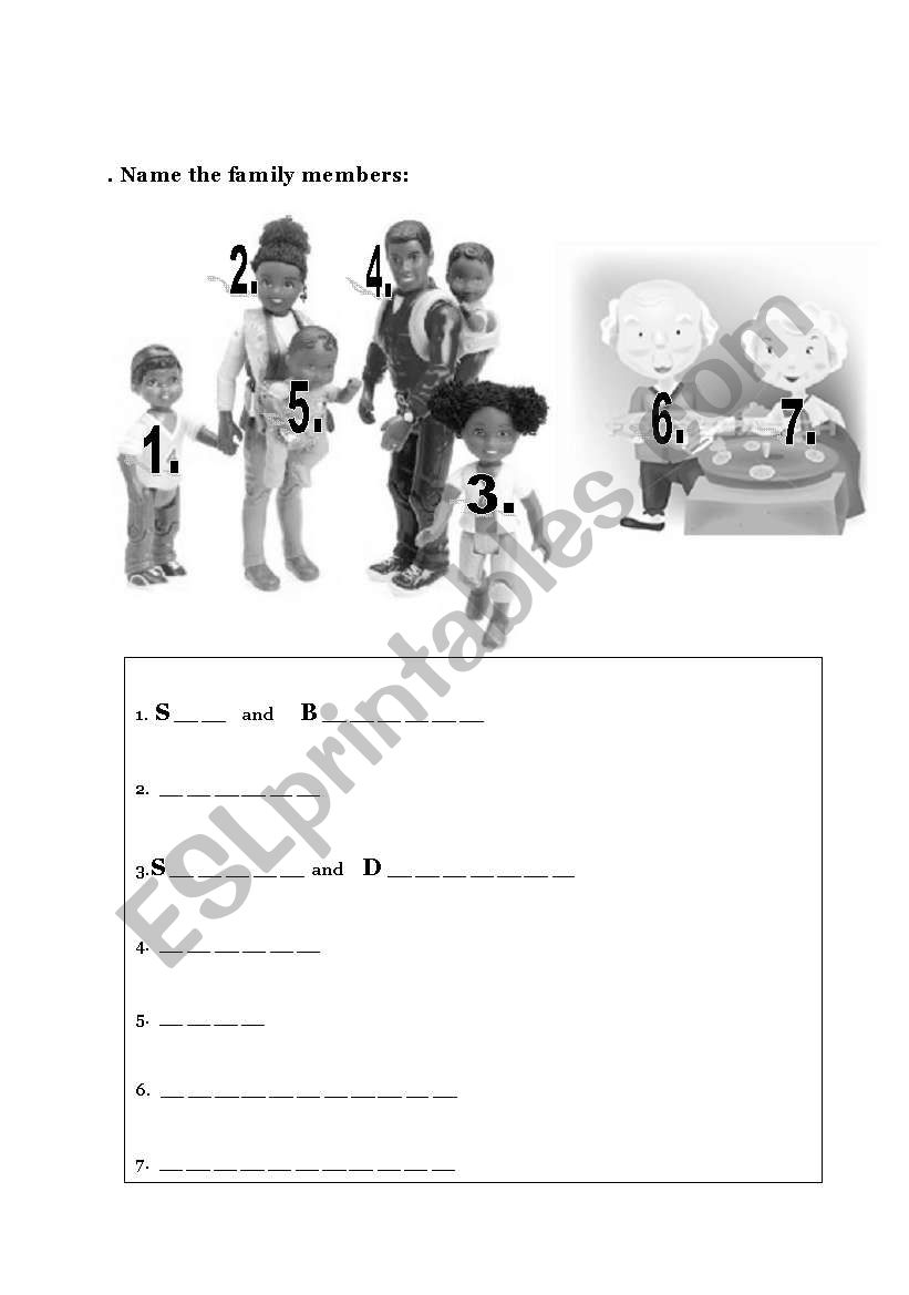 Family Members worksheet