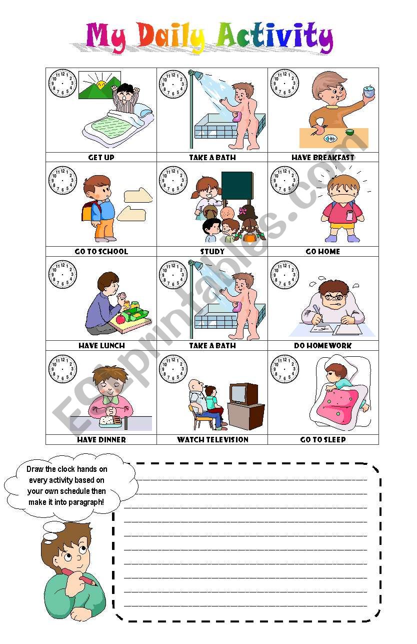 My daily activity worksheet
