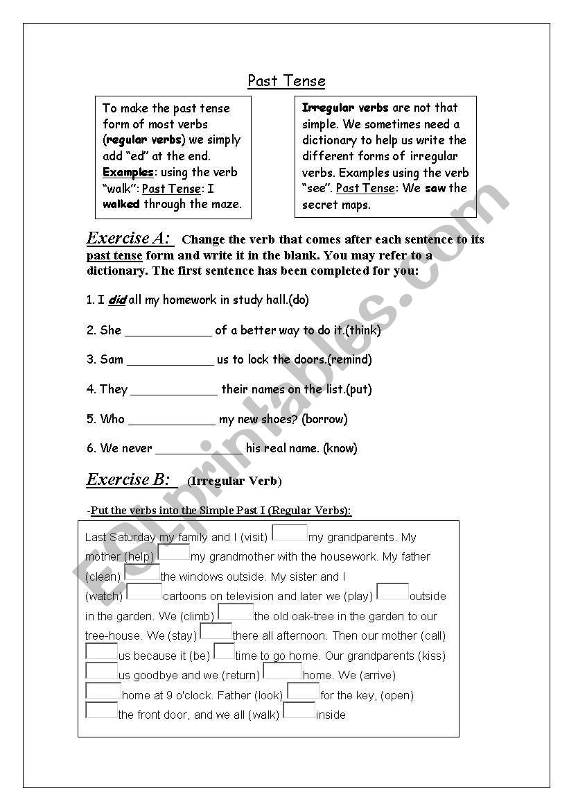 Past  Tense worksheet