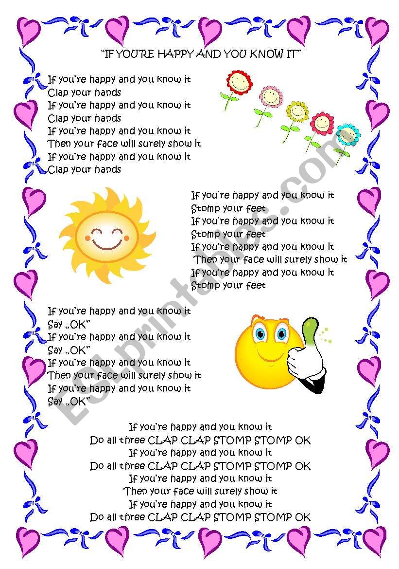 If you´re happy and you know it - ESL worksheet by milena1206