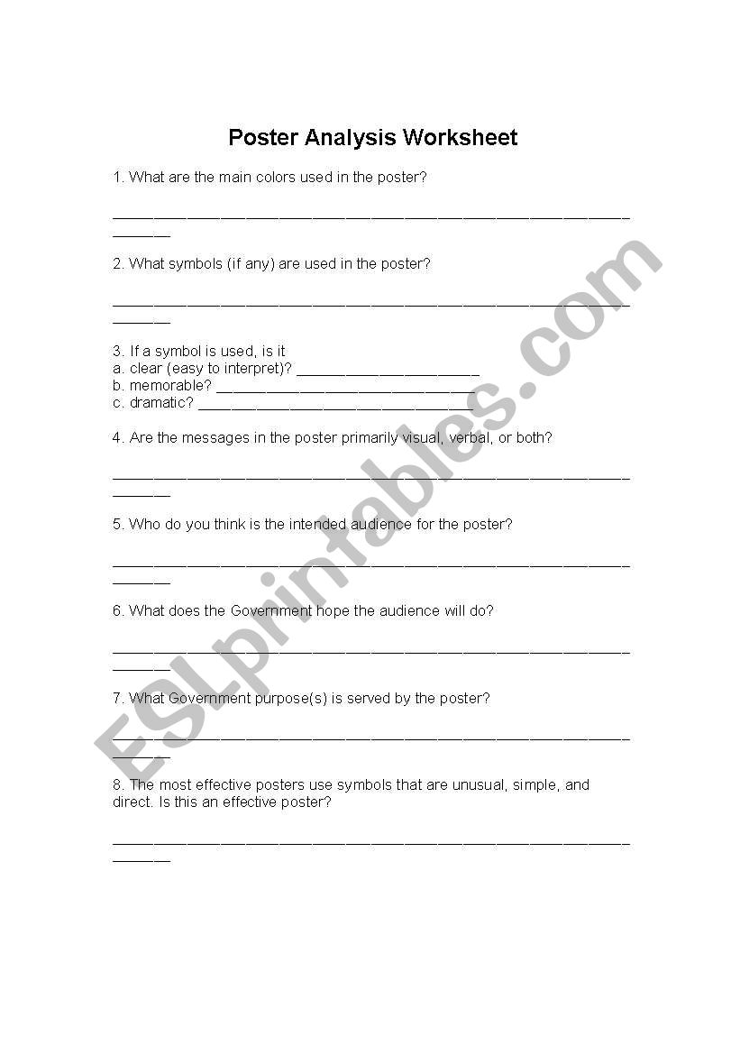 Poster Analysis Worksheet worksheet